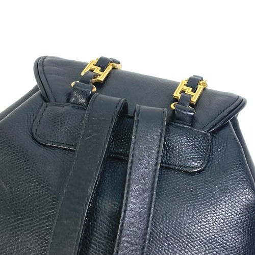 VERSACE vintage Logo Chain Sunburst backpack bag Leather Black/Gold - Picture 11 of 14