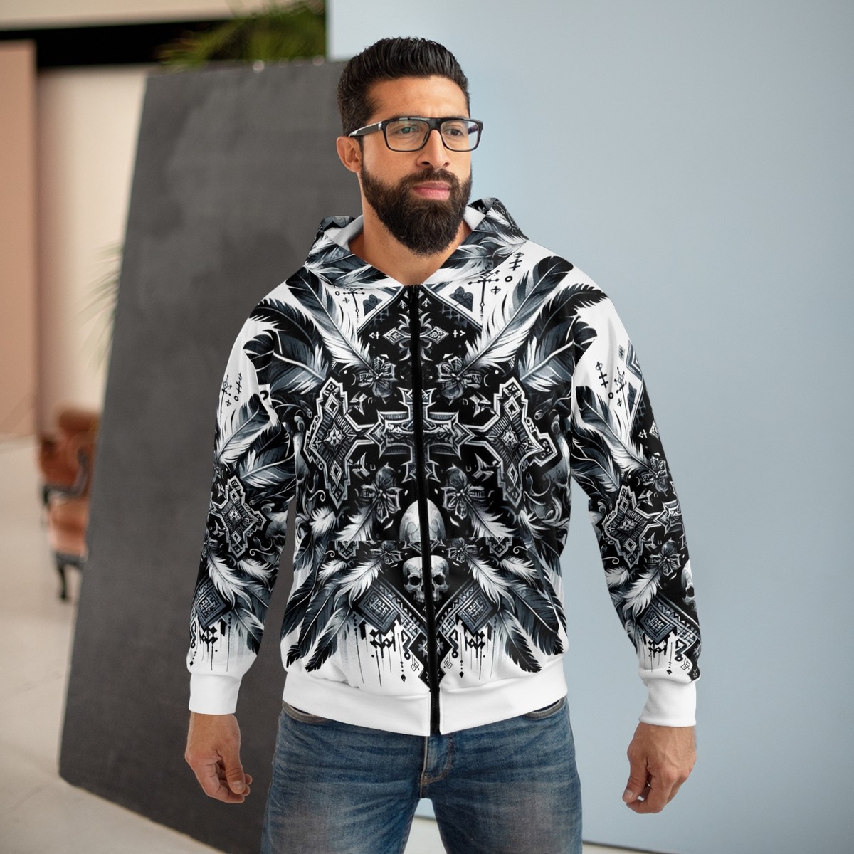 Unisex Full Zip Hoodie All Over Print Y2K Cyber Mall Goth