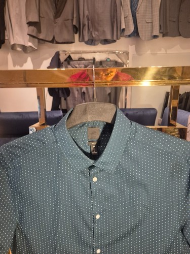 JOOP! Men's Green 100% Cotton Two Ply Button Designer Stripe Shirt Size Large - Picture 6 of 10