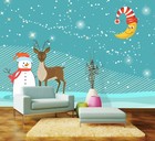 3D Moon Snowman N121 Christmas Wallpaper Wall Mural Removable Self-adhesive Amy