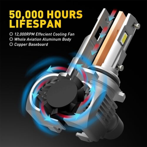 10000K 9012 HIR2 LED Headlight Bulbs Kit High Low Beam Super Bright Combo White - Picture 9 of 12
