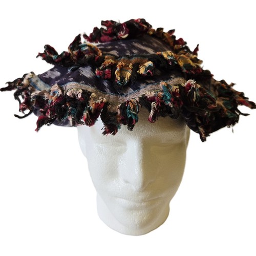 Paula Sweet 80s Muslin Mink Hat Beret One Size Shaggy Fringe Cotton RARE Vintage