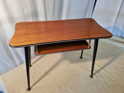 Vintage 50 60er rechteckig Teak Optik Sputnik Couchtisch Atomic Mid Century