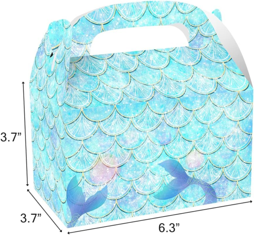 24 Pack Mermaid Party Favor Goodie Gift Boxes, Mermaid Paper Gift Boxes Bags for - Picture 2 of 12