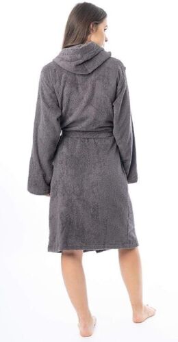 Unisex Bathrobe 100% Cotton Terry Toweling Hooded 650GSM Dressing Gown Bath Robe - Picture 14 of 37
