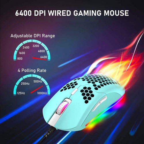 Mouse da gioco cablato Gpro M1, nido d'ape, leggero 65 g (±3 g), programmabile per PC - Foto 29 di 50