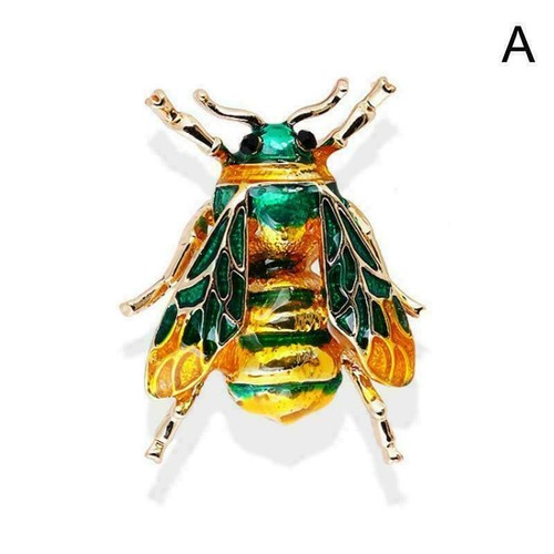 Vintage Enamel Bumble Bee Crystal Brooch Pin Costume Hot Jewellery Women F9Y1 - Picture 6 of 8