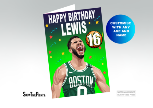 Jayson Tatum Boston Celtics Birthday Card, Any Age Personalised, Basketball, NBA
