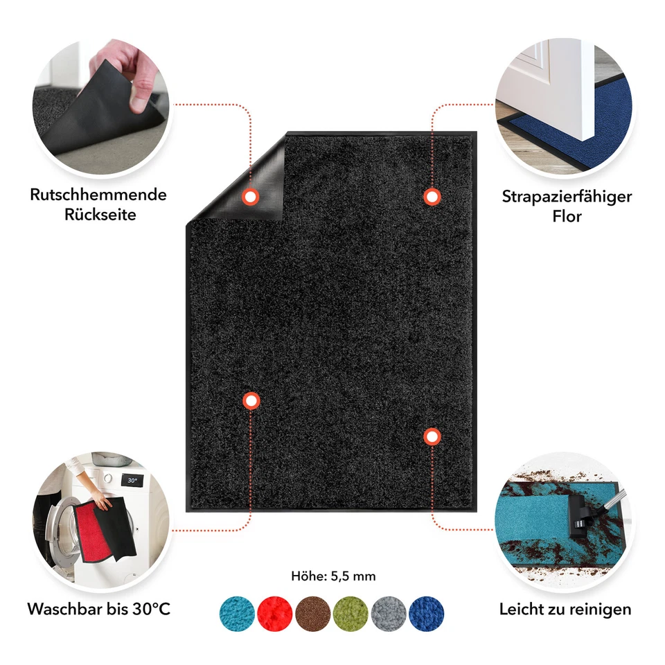 Paillasson Monochrome Tapis de Protection Coupe Pied Plusieurs Couleurs & - Photo 4/4