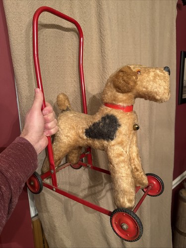 Vintage Chiltern Push Along Hund Foxterrier Sealyham Walker - Bild 1 von 8