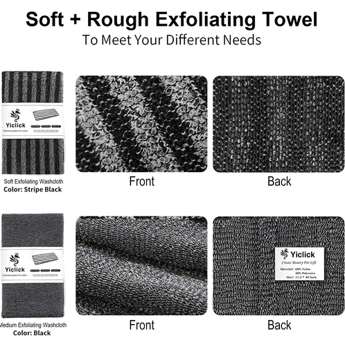 Yiclick 2 Pack Exfoliating Washcloth Towel - Body Scrubber Exfoliator, Loofah Sp - Picture 3 of 12