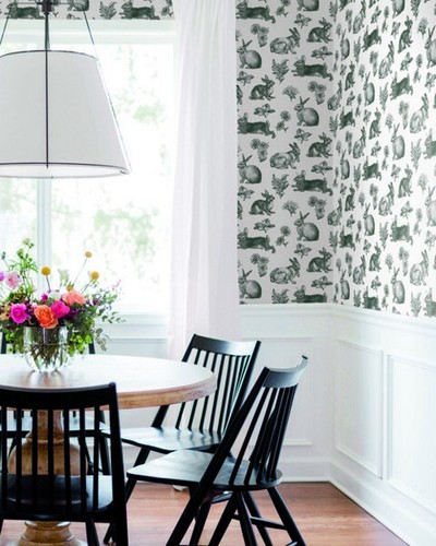 York AT4263  A Perfect World Bunny Toile Black White Wallpaper Double Roll - Bild 4 von 5