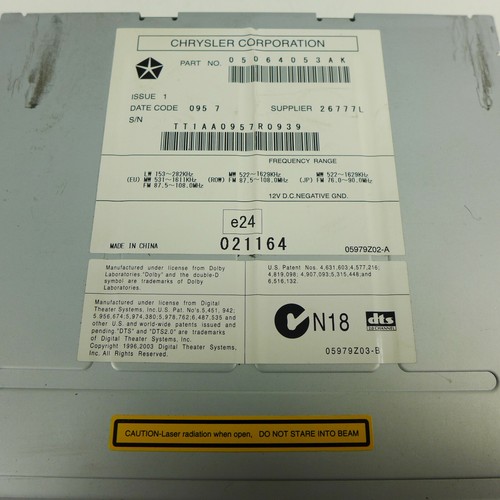 Radio Chrysler Dodge Jeep 05064053AK, REL Autoradio mit Code - Bild 3 von 7