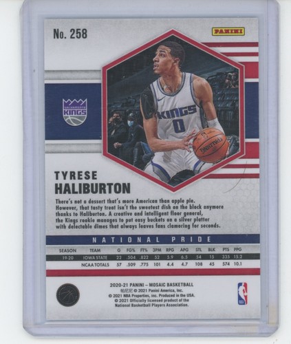 2020-21 Panini Mosaic Tyrese Halliburton National Pride #258 Rookie Kings Pacers - Bild 2 von 2