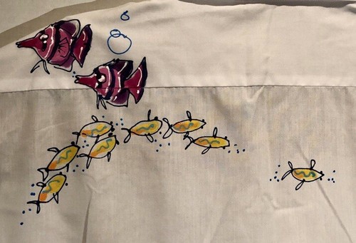 Women’s 2XL The Hand Painted Co Long Sleeved White Shirt Fish Sea Marine Marilyn - Picture 8 of 10