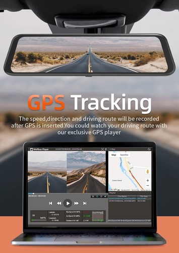 WOLFBOX 4K Mirror Dash Cam12'' Dual Dash Cameras Parking Monitoring 32GB SD - Picture 6 of 7