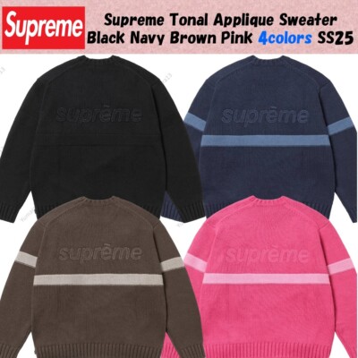 トップス Supreme Tonal Applique Sweater Supreme Tonal Applique Sweater Black Men's - SS25 - US