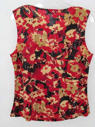 NINETY Casual Sleeveless Blouse Women SZ Large Multicolor Floral Scoop Neck Y2K - Picture 3 of 7