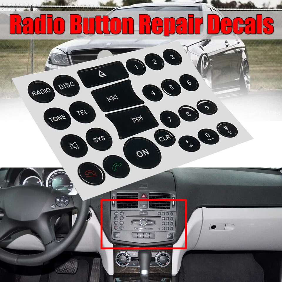 Button Repair Kits Window Switch Sticker For Mercedes-Benz C250 CLA200 C300 C200 Foto 2 de 4