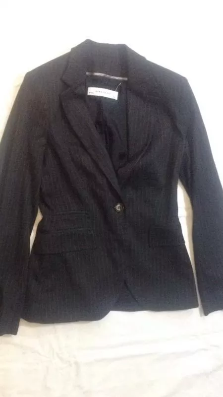 ZARA BASIC Giacca elegante donna nera a righe bianche Tg S
