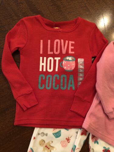 CARTER'S 3-PIECE CHRISTMAS PJ's SET 2-TOPS THERMAL &FLEECE w/FLEECE PANTS NWT 3T - Picture 3 of 9