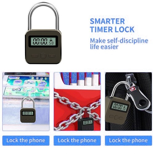 Smart-Time Lock LCD Display Waterproof USB Rechargeable Temporary Timer Padlock - Picture 4 of 24