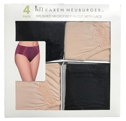 Karen Neuburger Women's Hi-Cut Brushed Microfiber Lace Briefs Multi 4 Pk NEW OB - Picture 14 of 14
