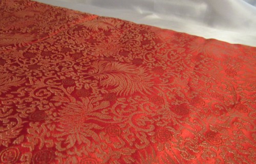 Yun Seide Brokat Rot & Gold Schal Läufer * Tian Gong * 57" L * Echtheitszertifikat, Box & Tasche - Bild 10 von 12