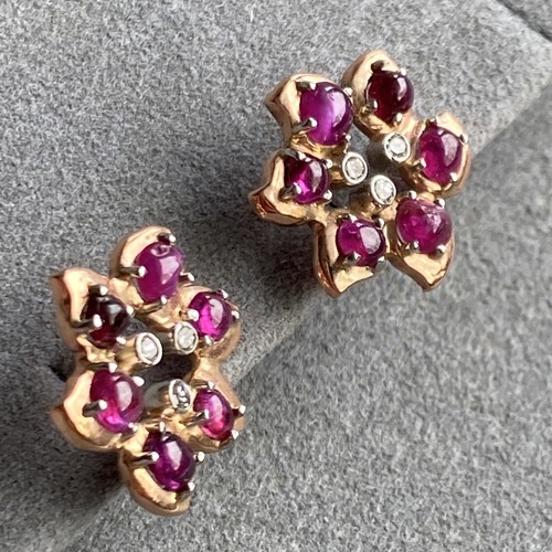 Vintage Diamond Ruby Stud Earrings Estate Fine Jewelry Pre-Owned 18K Certified - Picture 20 of 24
