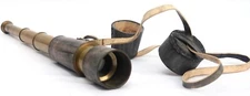 Antique Decorative Vintage Spyglass Telescope for Education Museum Leather Lens