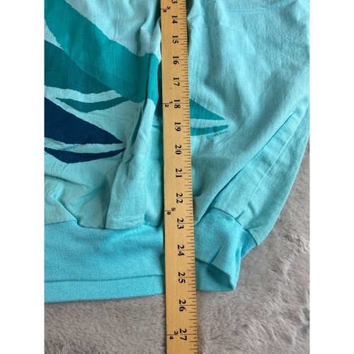Vintage Catawba Sweater Pullover Made in USA Aqua Crazy Shirt Long Sleeve Size M - Picture 7 of 11