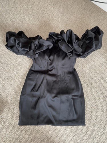 House Of Cb ‘SELENA’ Black Satin Dress / M - Picture 4 of 8