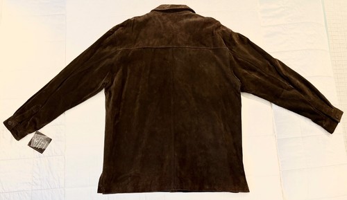 Vintage CLAIBORNE Men's Brown Suede Leather Lined Button Up Shirt Jacket L NWT - Picture 3 of 18