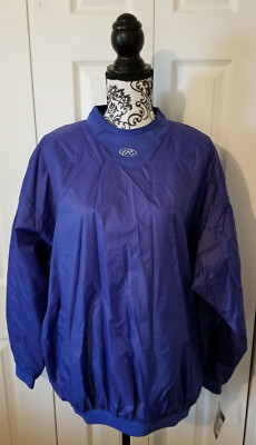 Rawlings Men's Windbreaker Royal Blue Size L 100% Nylon Water Repellent Finish