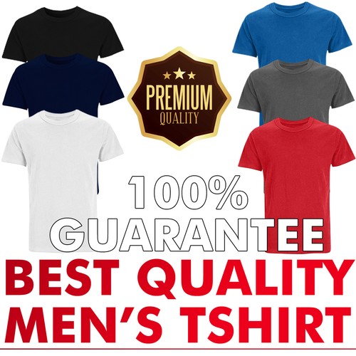 Crew Neck Unisex Soft Style Plan 100% Cotton Short Sleeves T-Shirt For Men's - Picture 2 of 19