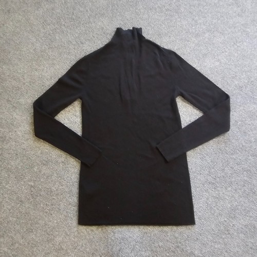 Lafayette 148 Sweater Womens Small Black Wool 1/4 Zip Ribbed Long Sleeve Minimal - Picture 8 of 9