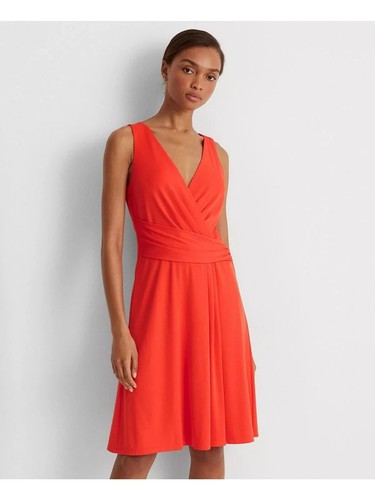 Lauren Ralph Lauren Sleeveless Lined Jersey Dress  Hyannis Port Orange Size 6 - Picture 3 of 4
