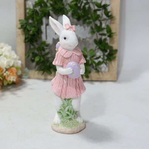Resin Rabbit Holding Egg Statue Bunny Figurine Desktop Ornaments Bedroom Modern - Picture 7 of 7