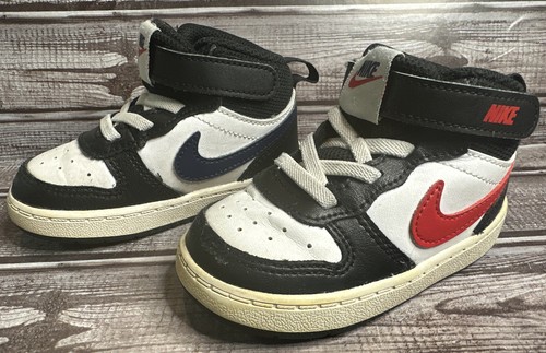 Nike Court Borough 2 Mid White Black University Red DO5894-161 Blue Size 6C - Picture 3 of 9
