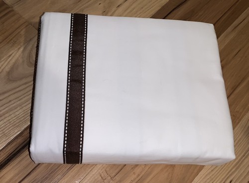 NEW Wamsutta Hotel Montenegro Border White Brown Full/Queen Duvet Cover w/ Shams - Picture 4 of 5