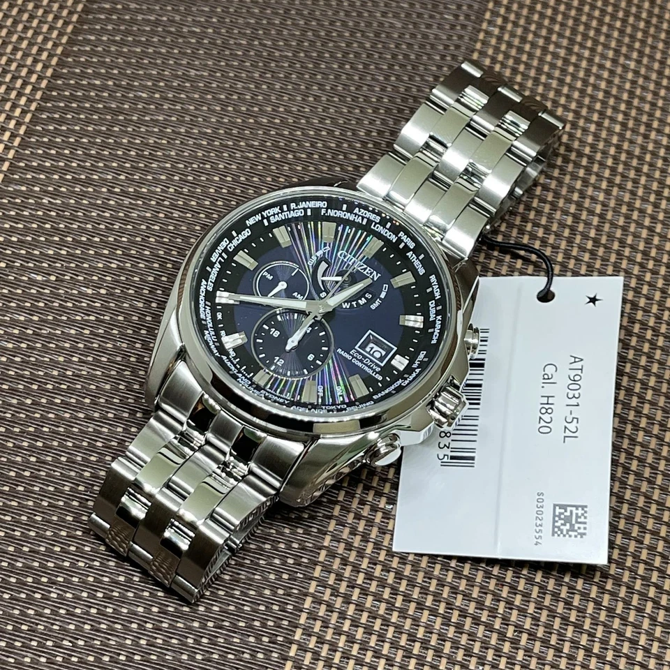 Reloj Citizen Eco-Drive AT9031-52L Radiocontrolado Analógico Esfera Azul Fech... - Imagen 4 de 4