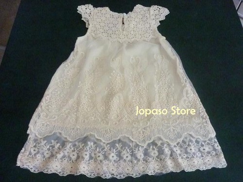 Flower Girl Vintage Summer Lace Dress for Wedding and Party - Picture 2 of 9