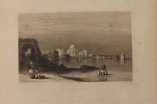 1835 B/W ENGRAVING TAJ MAHAL AGRA INDIA 25CMS BY 19CMS P1457