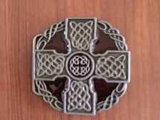 Celtic Cross Burgundy Belt Buckle