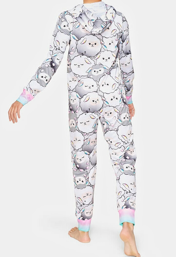 NWT JUSTICE I LOVE SHEEPOVERS ONE PIECE PAJAMAS GIRLS SZ 8 10 12 14 16 - Picture 2 of 4