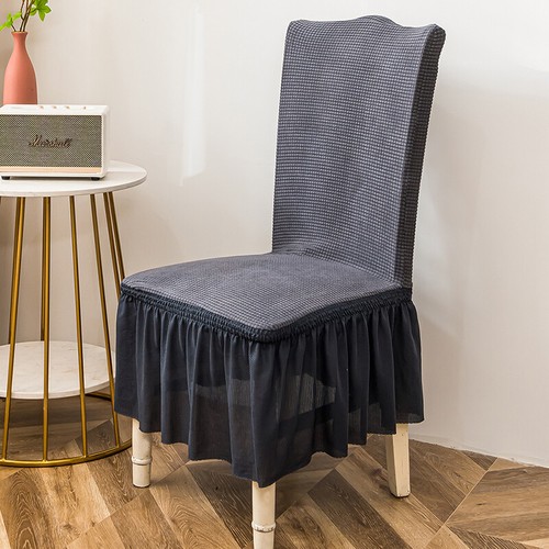 Funda de silla con falda lisa elástica extraíble asiento de comedor funda protectora - Imagen 20 de 62