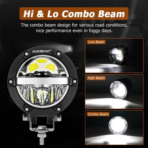 AUXBEAM 4" LED Work Lights Flood Spot Pods OffRoad Light Truck SUV Driving Lamp - Picture 6 of 12