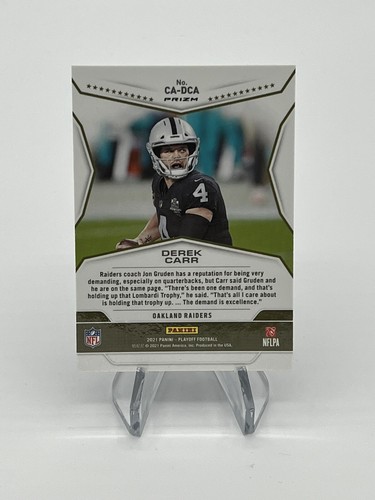 Panini Playoff Call to Arms 2021 púrpura Prizm #6 Derek Carr Raiders - Imagen 2 de 2