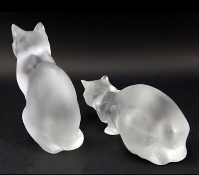 LALIQUE 猫のクリスタル彫刻 LALIQUE 猫のクリスタル彫刻 Lot - LALIQUE CAT IN ORIGINAL BOX