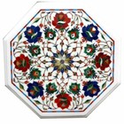 12" Marble corner side Table Top floral inlay work handmade Home decor